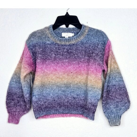 Mini Molly by Molly Bracken Fuzzy Sweater Multicolor Ombre Striped Pink Blue - Picture 1 of 5